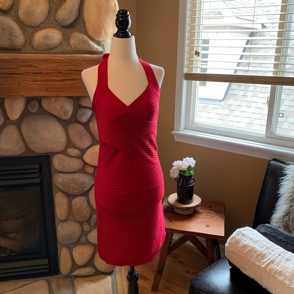 Marciano Fitted/stretch Red Dress tie neck ( NWT) - Picture 1 of 10